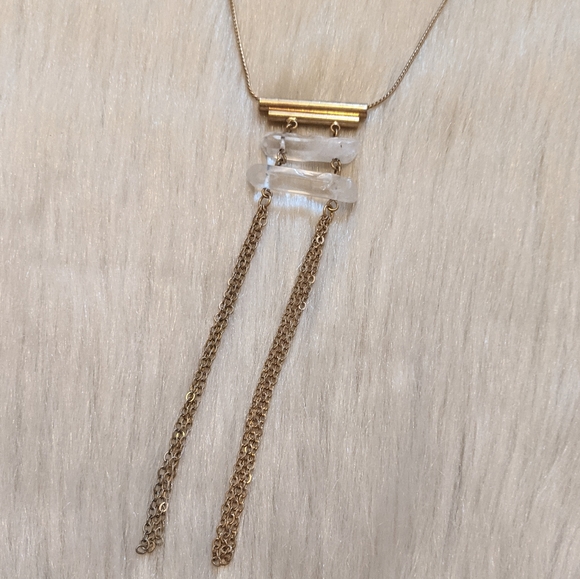 Handmade stone and metal bar long necklace - Picture 4 of 6